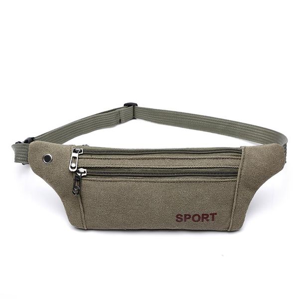 

men casual durable fanny waist pack male waist bags belt canvas new hip bum bag pouch three zipper pocket