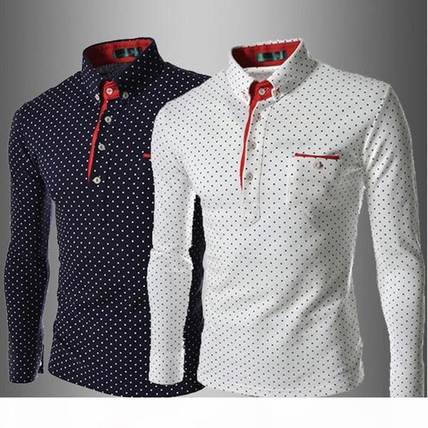 

ms polka dots tee shirt of man new fashion long sleeve pattern printing pullover single breasted mens tshirts ing, White;black