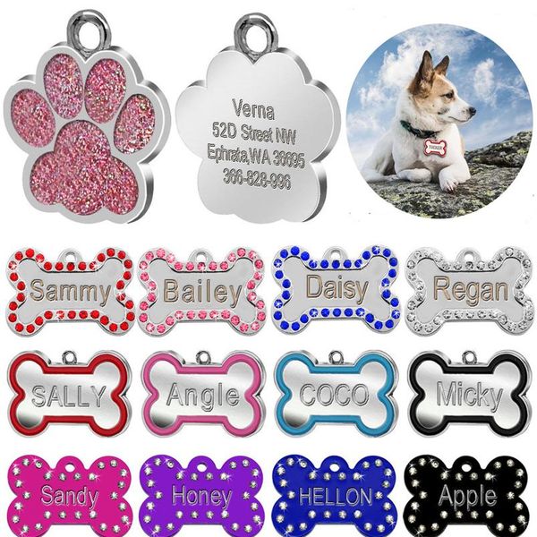 

custom engraved pet dog tags personalized cat puppy id name collar tag bone paw collar accessories anti-lost stainle bbylfy