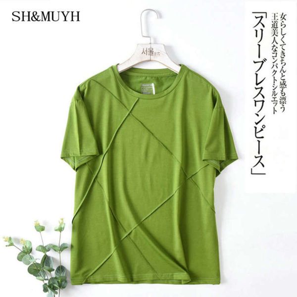 

summer new fashion personality wind stitching round neck silkworm silk loose t-shirt bottom, Black;gray