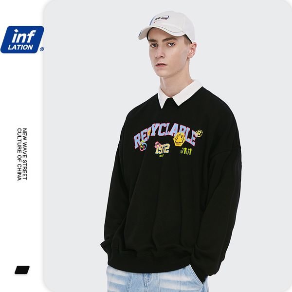 

inflation colorful letter printed basic pullover 2020 new black comfort oversized sweatshirt streetwear men 1344w c1011
