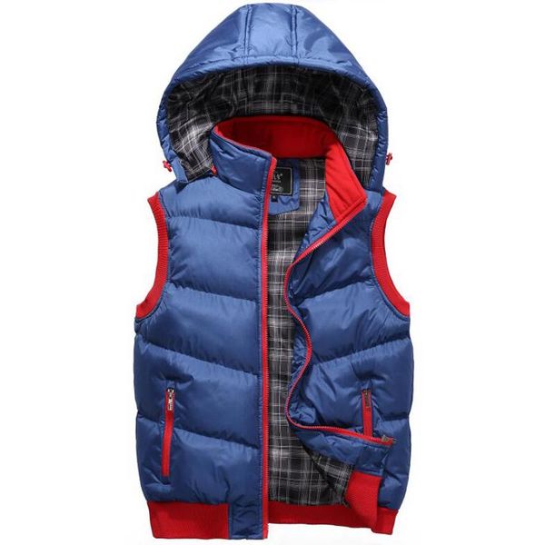 

men's vests nice fashion vest men waistcoat autumn winter cotton hooded sleeveless jacket man couple casual hat detachable 5xl, Black;white