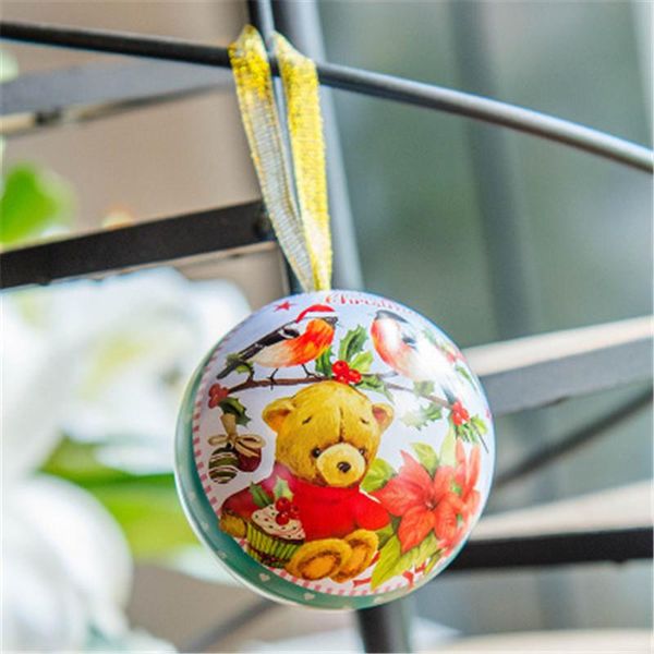 

christmas round iron candy boxes wedding birthday beautiful gift packing box snowman santa party giveaway cracker case 1/3/6pcs