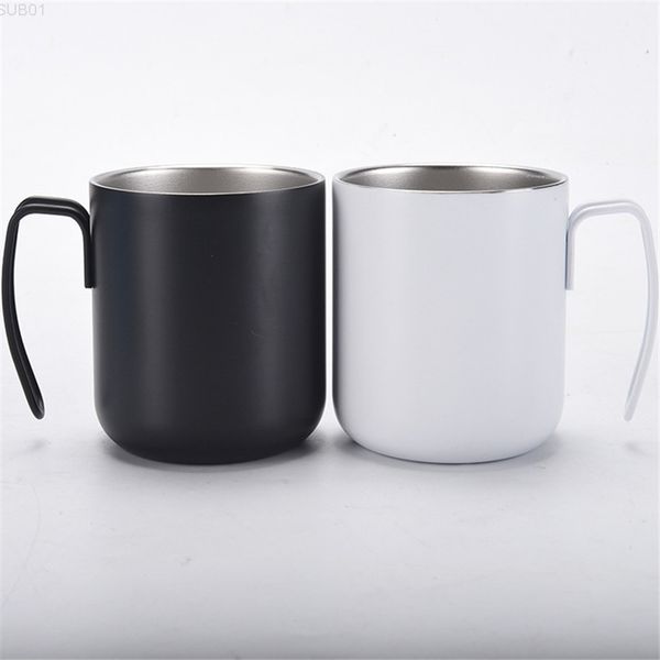 

12oz mugs beer cup stainless steel double walls water mug with handle traveling outdoor camping office coffee cups a05
