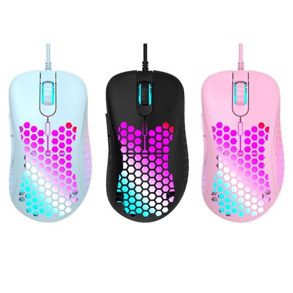 

m65 colorful rgb light weight wired mouse hollow-out honeycomb shell gaming mouce mice 6 dpi adjustable 6 keys