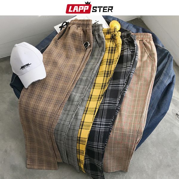 

lappster women streetwear plaid pants harajuku high waist joggers korean style sweatpants ladies autumn trousers plus size 201106, Black;white