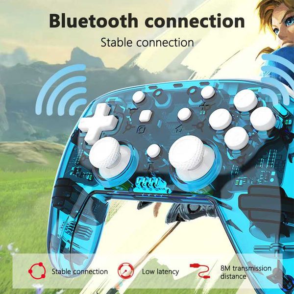 

bluetooth wireless gamepad pc controller for ns switch controller remote joystick 6 axis crystal gamepads for switch