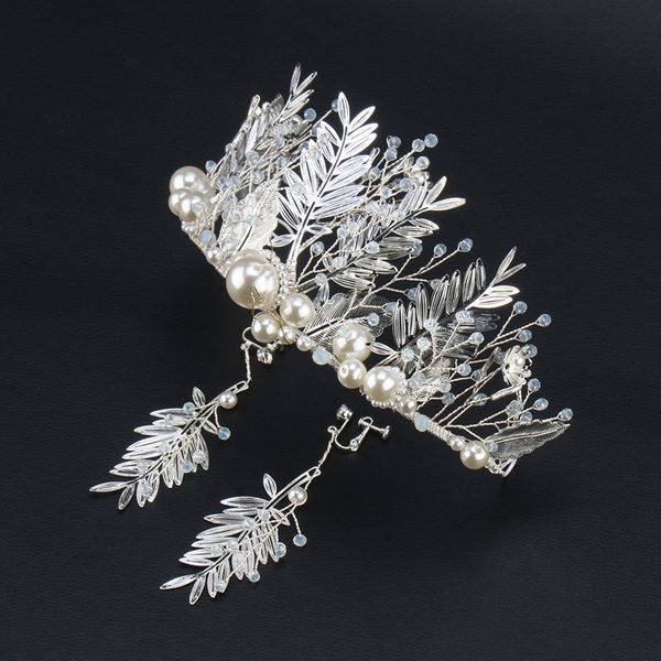 

korean dress headdress bride xianmei princess baroque wedding atmosphere crown ornament female hair hoop, Silver