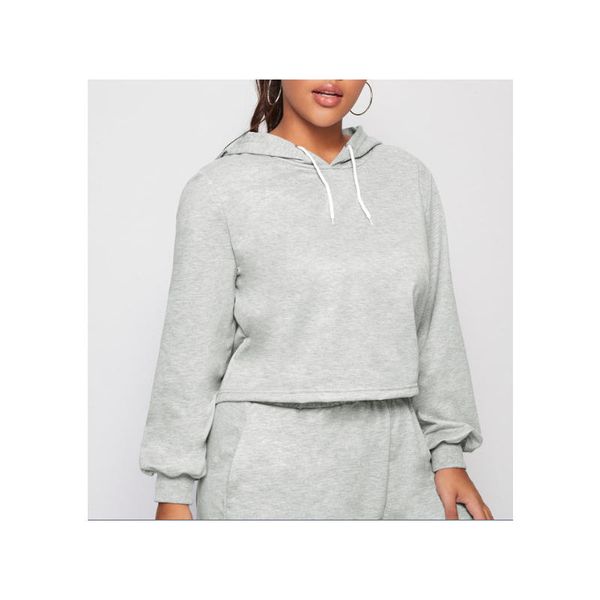 

women leisure long sleeve sweatshirt trousers sports jogging two-piece tracksuit winter warm loose outfit, White