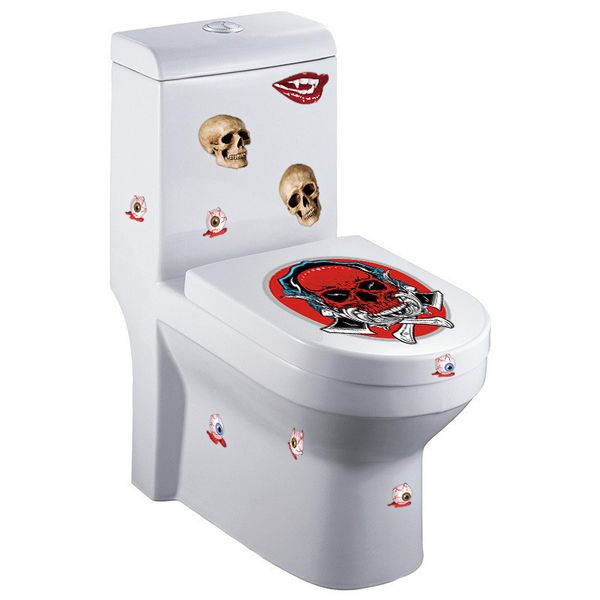 

luminous stickers horror skull witch motif gesture bathroom toilet seat sticker halloween wc home decor dhe2163