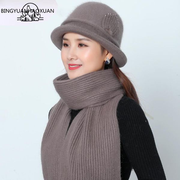 

winter hat and scarf set for women warm thick hat scarf set slouchy beanie knitted hat girls outdoor ski beanie 201019, Blue;gray