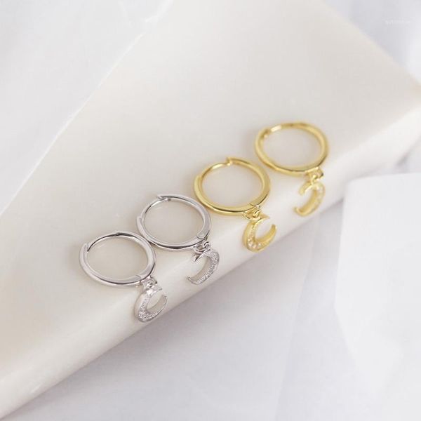 

silvology sterling silver 925 zircon moon hoop earrings elegant luxury crescent earrings for women new minimalist female jewelry1, Golden;silver