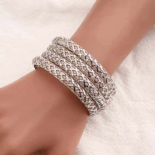 

bangle 24k african gold silver color shiny bangles for women girls dubai circle bracelet jewelry bride wedding jewerly gift, Black