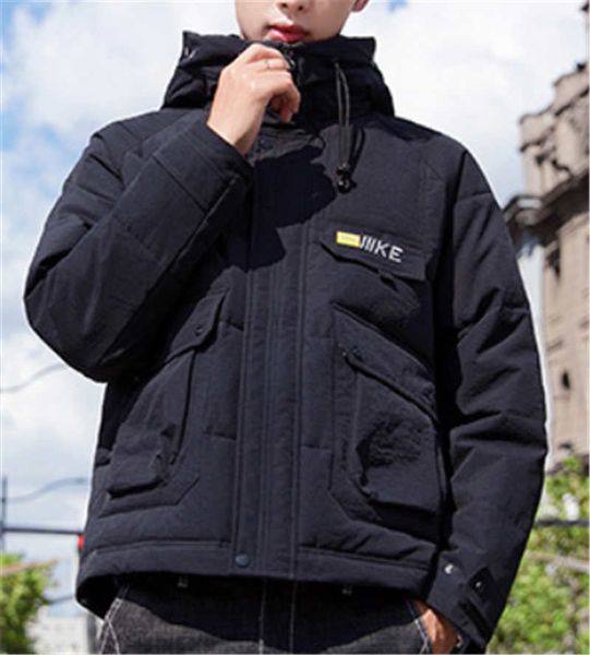 

2020 autumn and winter men's new down padded jacket men's fashion trendy brand hooded thick padded jacket, Black