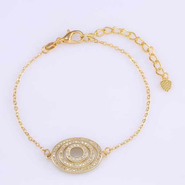 

link, chain simple design three circles connector micro pave zircon geometric charm bracelet fit women jewelry making diy brass metal bijoux, Black