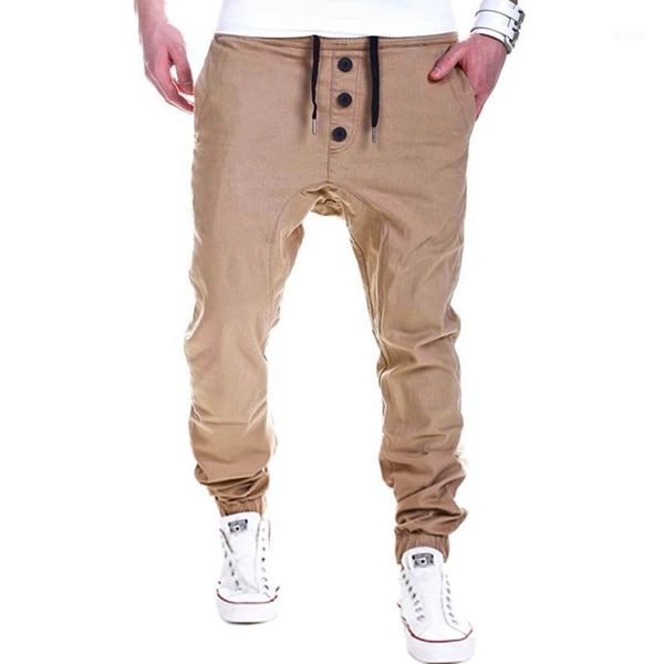 

fashion 2020 men's casual pants pure color rope cotton hip hop streetwear harem boy solid khaki/black/grey elastic sweatpants1