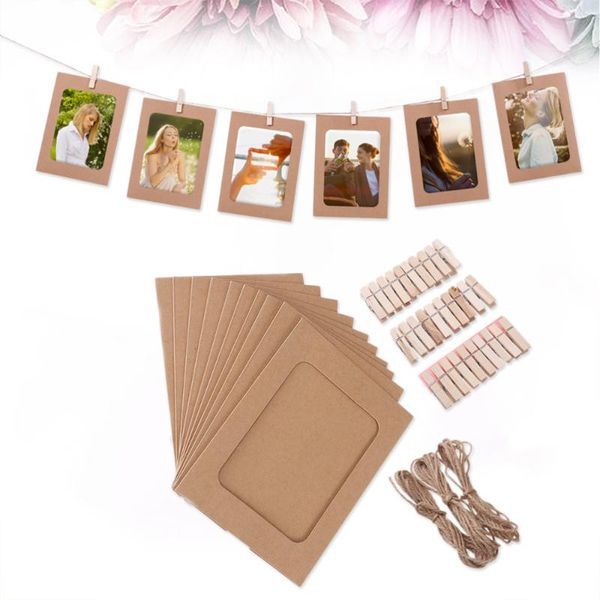 

30pcs 6inch creative vintage cowhide hanging paper p frame personalized painting picture frame for p wall