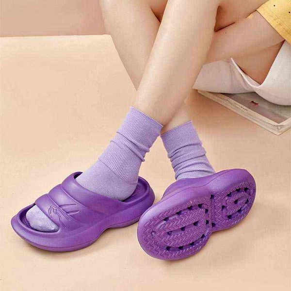 

summer home slippers for women thick platform non-slip bathroom slippers woman beach sandals soft sole eva indoor slipper y220214, Black