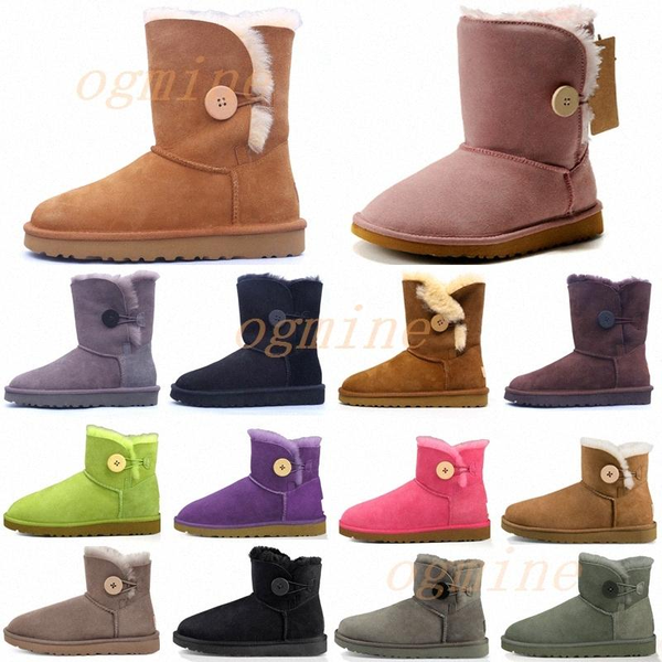 

designer australian mini bailey ankle ii classic straight button short 2.0 snow boots womans plush womens girl lady winter knee boot 22#, Black