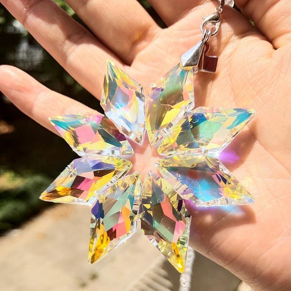 

80mm snowflake suncatcher chandelier crystals prisms glass crystal pendants diy handcrafts hanging ornament car decor gifts h jllkeh