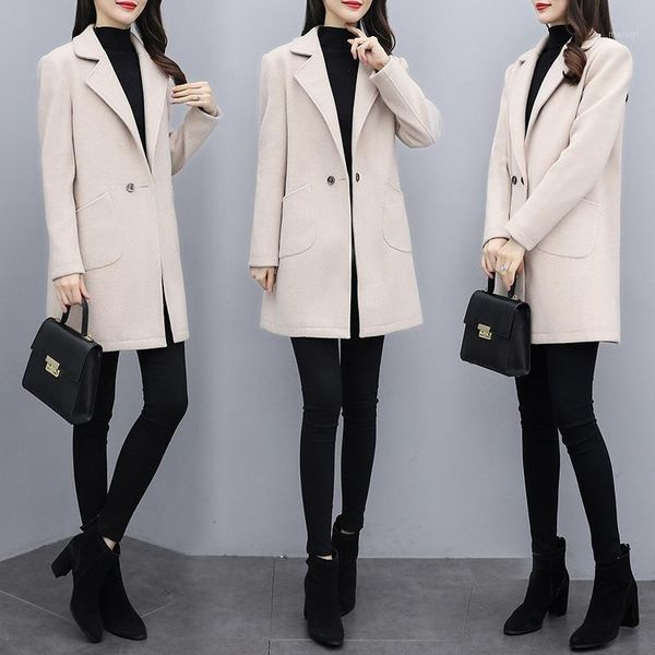 

woolen coat women's mid-length and small men's 2020 autumn and winter new korean style popular woolen coat1, Black