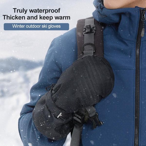 

ski gloves 1pair winter warm snow hiking anti slip windproof thickened waterproof wear resistant outdoor sports riding