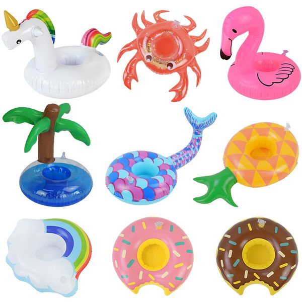 

inflatable cup unicorn flamingo drink holder swimming float bathing pool toy hawaiian summer party decoration