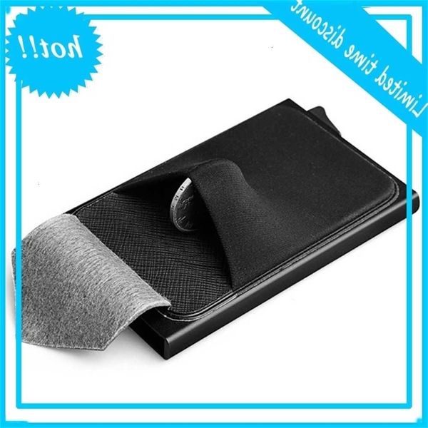 

vintage rfid blocking money belt wallet automatic pop-up credit card case business purse cash pocket large capacity for men new, Brown;gray