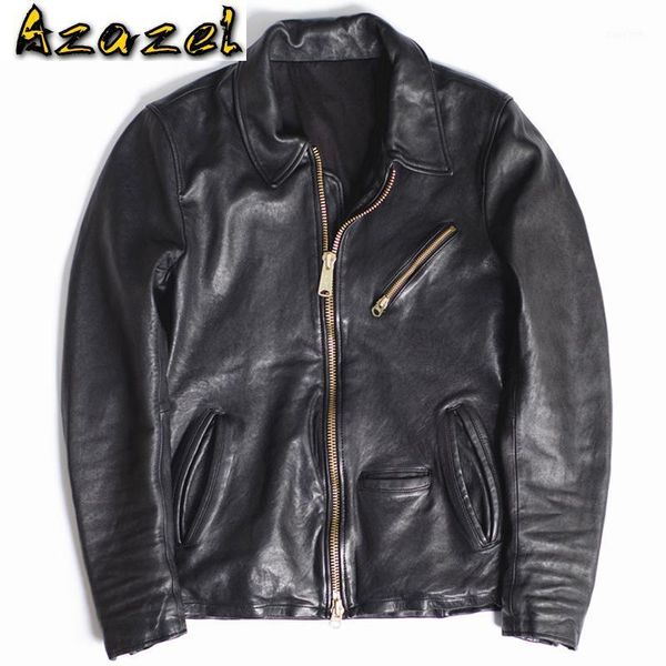 

2020 biker mens real sheepskin leather jacket coats european streetwear motorcycle mans real genuine leather coats dropship a5661, Black