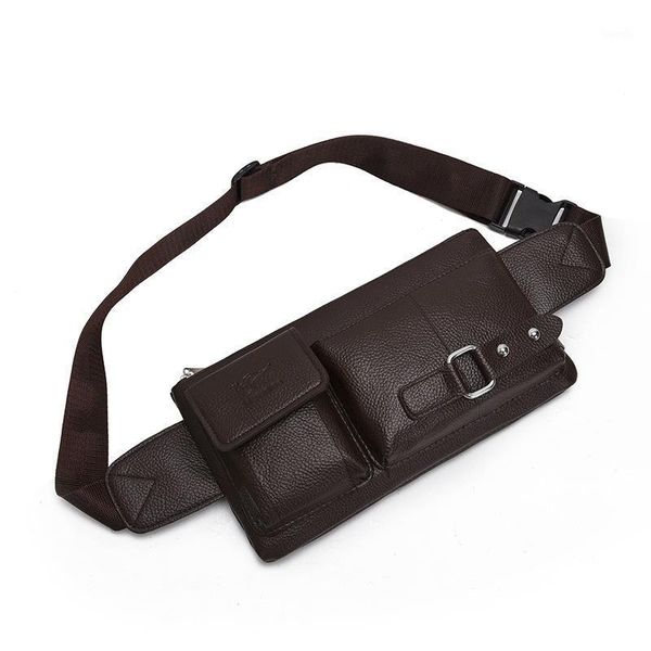 

waist bags solid pu leather handbag women chest pack bag men's belt cell phone mini1