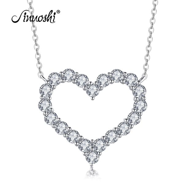 

ainuoshi women hear shape pendant necklace cubic zircon engagement wedding 925 sterling silver necklace women jewelry gifts y200106