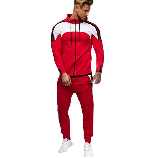 

sets tracksuit men autumn winter hooded sweatshirt drawstring outfit sportswear 2020 male suit pullover two piece set casual #3, White;black