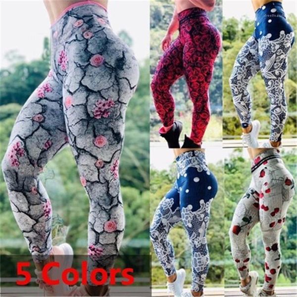 

new fitness elastic waist casual skinny trousers women 3d printing yoga pants fashion trend elasticity sport running legging spring female, Black;white