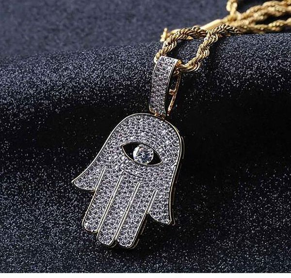 

рука leced diamonds cz циркония фатима micro pave ожерелье имитации мужской bling cubic ожерелье подвеска wmtiu lottery2010, Silver