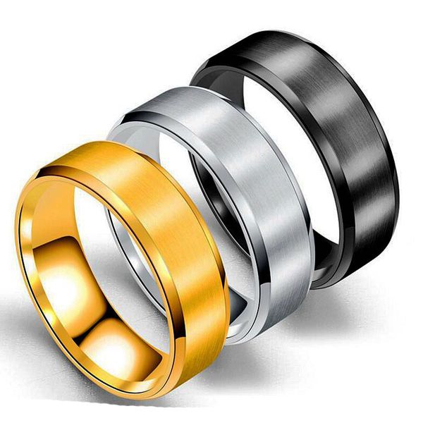 8mm largura de aço inoxidável ouro prata banda anéis de banda para homens moda jóias festa clube decor acessórios