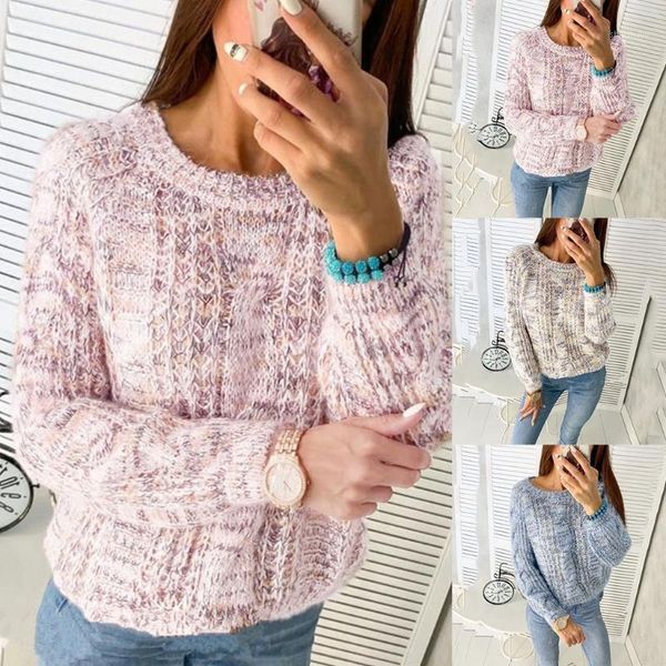 

women winter casual o-neck sweater loose pullover long sleeve comfortable autumn and winter casual sweater1, White;black