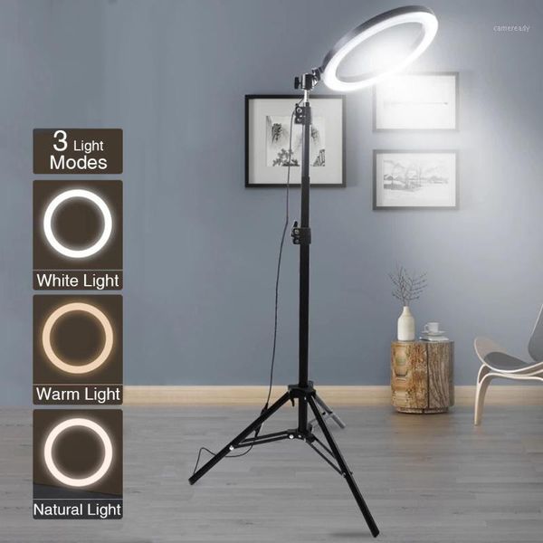 

dimmable led selfie large ring lamp light with tripod aro de luz para hacer for tiktok youtube vlog makeup with bluetooth ne0481