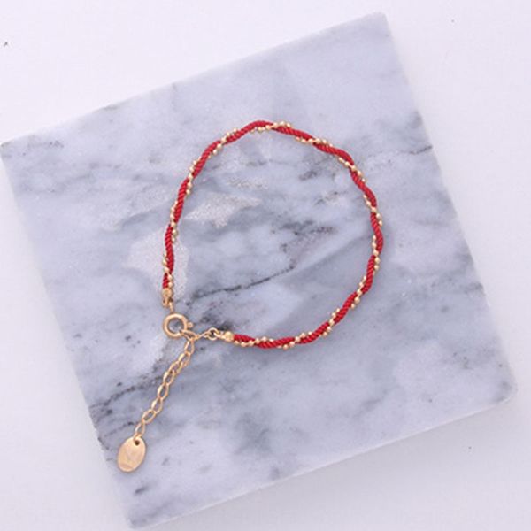 

gold simple red rope bracelet braceletpearl bracelet14k package gold fresh hand rope pearl life year thin bracelet anklet girl jst2k, Golden;silver