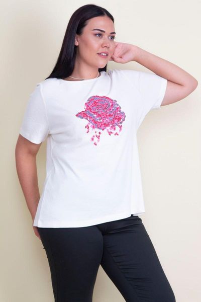 

sans textile women bone cotton fabric front printed blouse 65 n18321, White