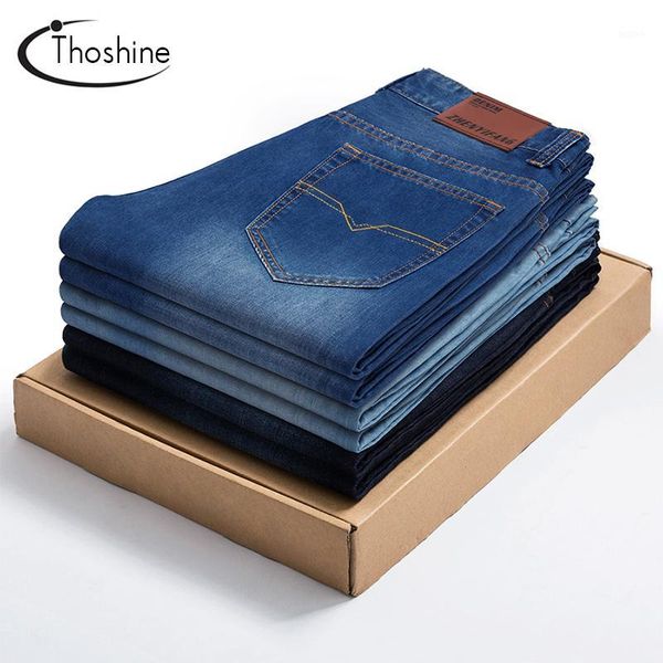 

thoshine 2017 summer autumn men's jeans korean style full length casual denim pants superior brand straight trousers jeans1, Blue