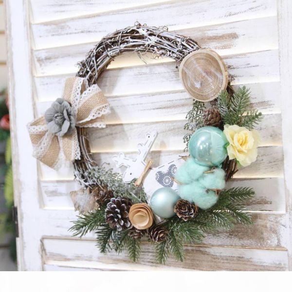 

christmas wreath simulation pine cones flower vine circle christmas day banquet home decorations