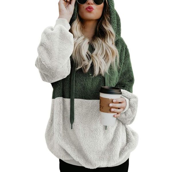 

women's hoodies & sweatshirts winter fur loose casual fashion hooded long sleeve ladies, Black