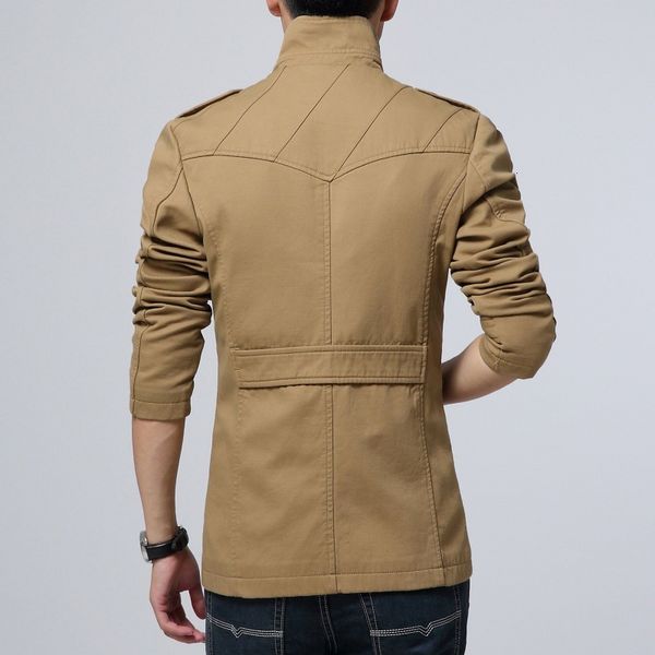 

autumn winter 2020 new coat men's windbreaker plush thickened medium length casual young and middle aged jacket, Tan;black