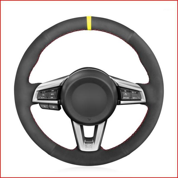 

steering wheel covers mewant black suede hand sew comfortable soft cover for mx5 mx-5 2021 20211