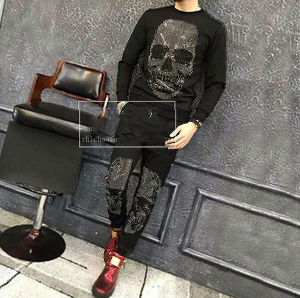 

winter casual designer tracksuit men sportswear rhinestones brand clothing, Gray