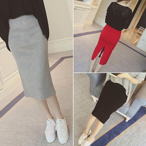 

2016 spring autumn and winter when the bag hip skirt step skirt stretch slim slim skirt waist in female, Black
