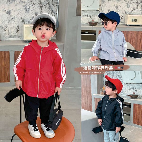 

autumn aokids boys' korean version baby's foreign sle assault coat hoodie sports et children's wear, Black