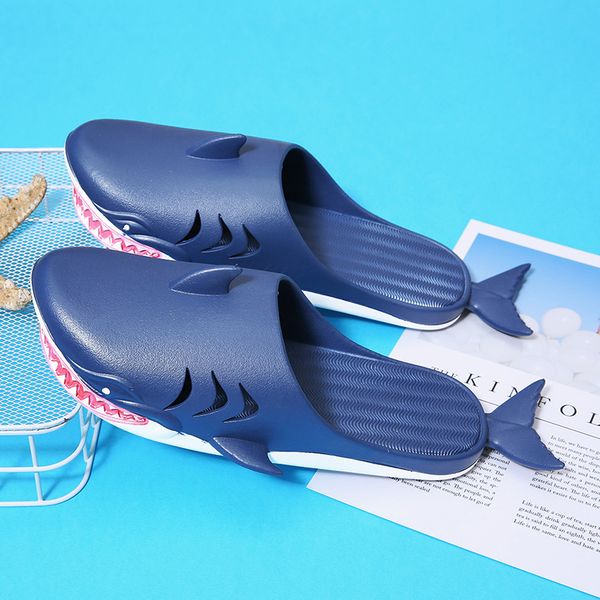 

designer shoes men cartoon beach shoes summer funny 3d shark quality non-slip slippers black men women comfortable outdoor flat