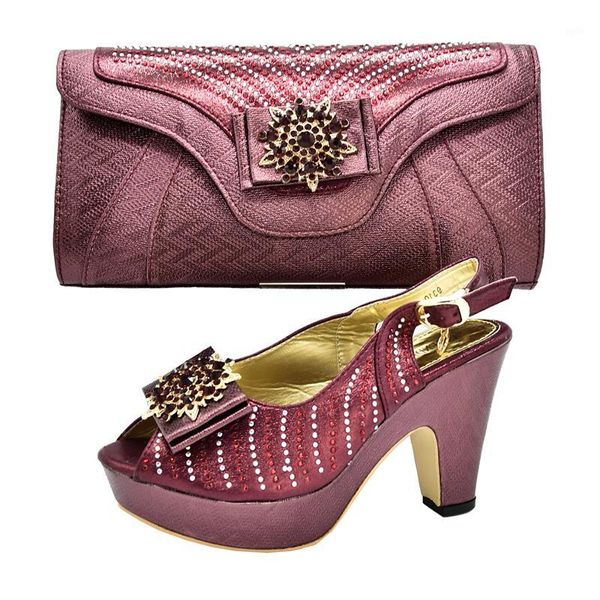 

high heel maroon shoes and bag matchign set for african aso ebi 2019 fashion shoes matching bag wine red sb8434-11, Black