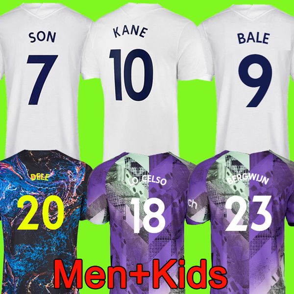 

21 22 dele son bale kane jersey hojbjerg bergwijn lucas lo celso tottenham bryan ndombele soccer football shirt 2021 2022 men + kids kit uni, Black;yellow